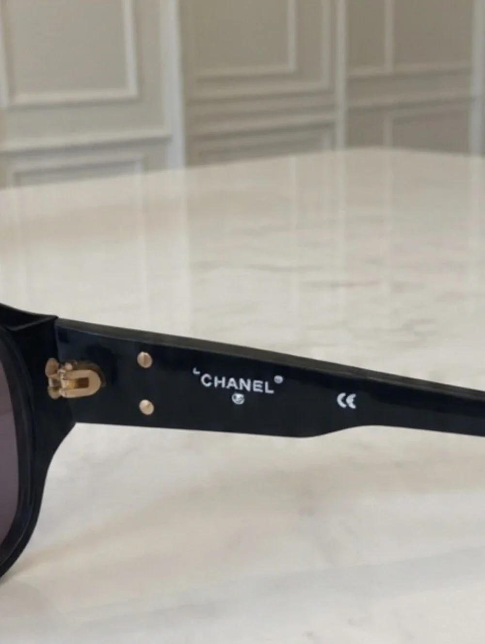 Chanel Vintage SS1991 Black Gold CC Sunglasses 01452